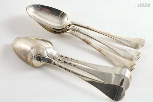 A set of six george ii hanoverian pattern table spoons