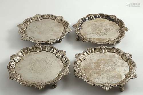 A set of four george ii waiters