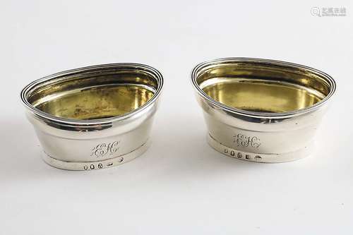 A pair of george iii oval salts