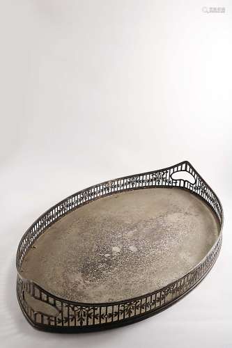 A late victorian electroplated two handled tray