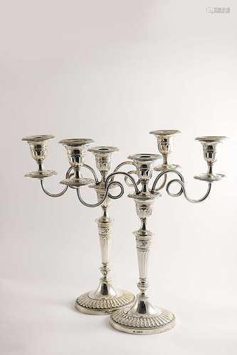 A pair of late victorian three-light candelabra