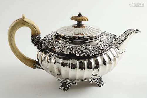 A george iv fluted oval tea pot