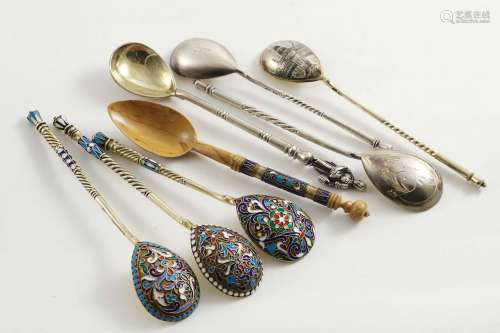 Three late 19th / early 20th century russian silvergilt and cloisonne-enamelled