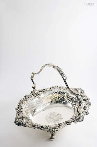 An early victorian swing-handled cake basket