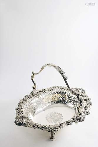 An early victorian swing-handled cake basket