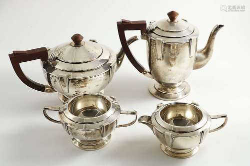 An art deco four-piece tea & coffee set