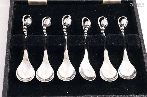 A set of six early 20th century danish blossom pattern coffee spoons by georg