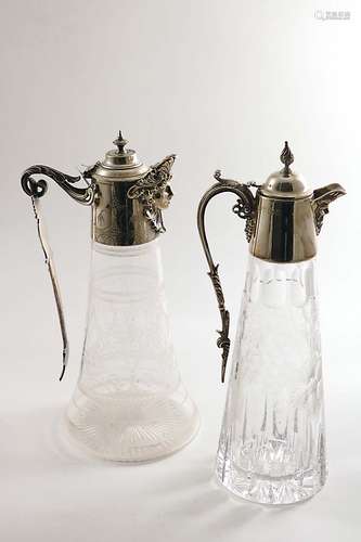 A contemporary mounted cut-glass claret jug