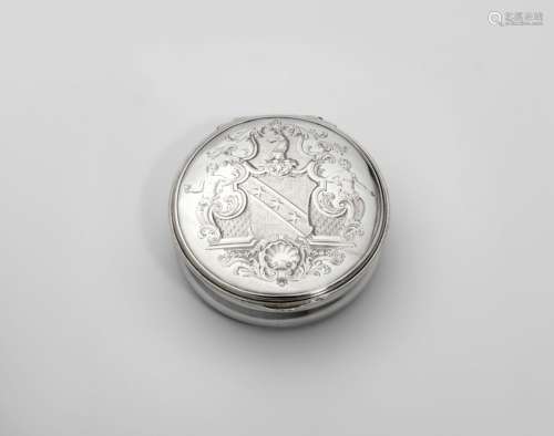 An early george ii circular silver snuff box