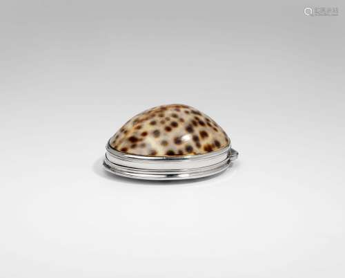 An early george ii silver mounted cowrie shell snuff box