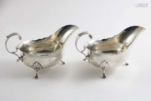 A pair of george ii sauce boats