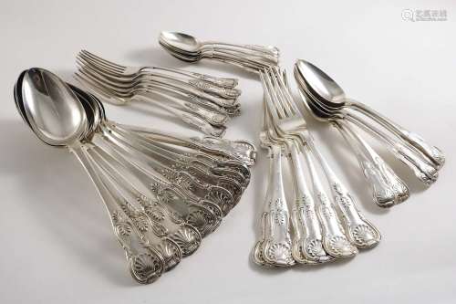 A collected or harlequin part service of king's pattern flatware (single struck
