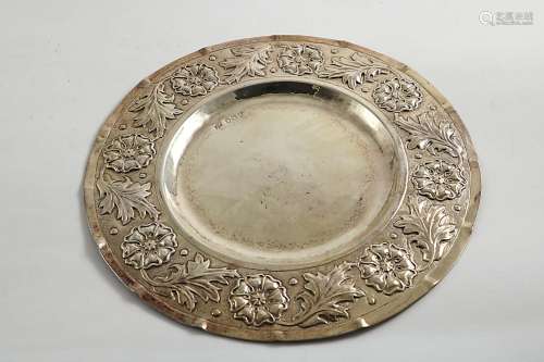 A late victorian embossed circular shallow dish or plate