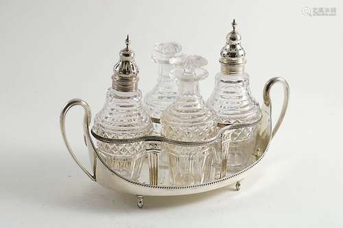 A george iii boat-shaped cruet stand