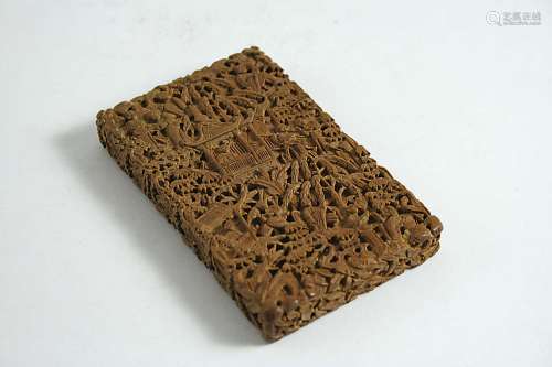 A chinese sandalwood card case