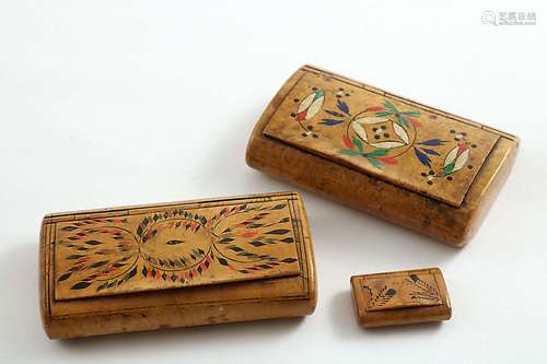 Two 19th century burr-wood snuff boxes