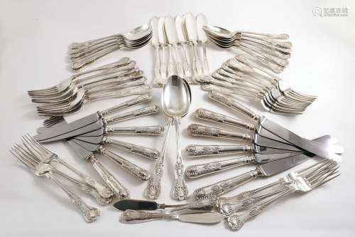 A late 20th century collected part set of king's pattern flatware & cutlery