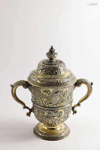 A george ii silvergilt repousse-work cup & cover