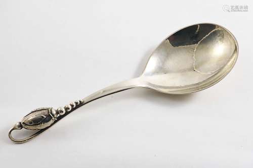 An early 20th century danish blossom pattern serving spoon