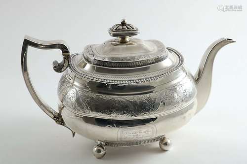 A george iii engraved tea pot