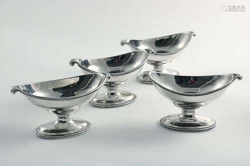 A set of four victorian boat-shaped salts