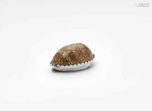 A george iii small scottish provincial silver mounted natural shell snuff box