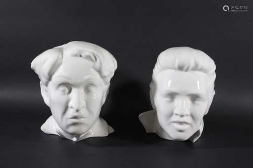 Morris rushton - busts of charlie chaplin & elvis presley