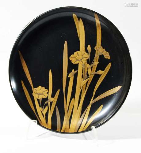 Japanese black lacquer saucer,