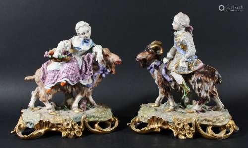 Pair of continental porcelain figures,19th century, modelled as a young