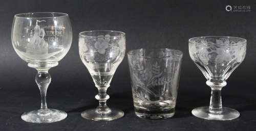 Parcel of glassware,18th to 20th century, to include a mayflower goblet, wine