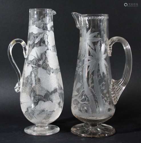 Glass jug,late 19th century, probably stourbridge, of baluster form engraved