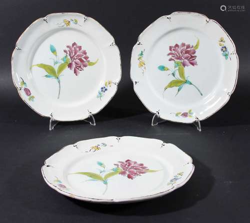 Set of three french faience plates,