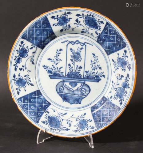 Dutch delft blue and white plate,het bijltje, 18th century, painted with a