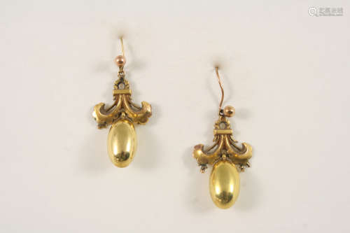 A pair of victorian gold drop earrings