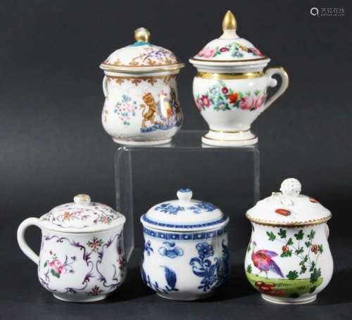 Collection of five custard cups and covers,late 18th and 19th century, to