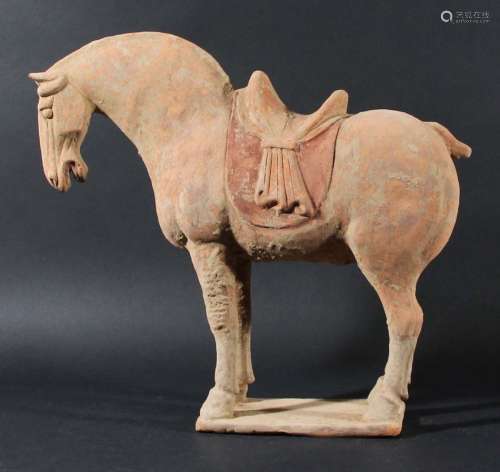 Chinese terracotta figure of a horse,possibly tang dynasty, standing four