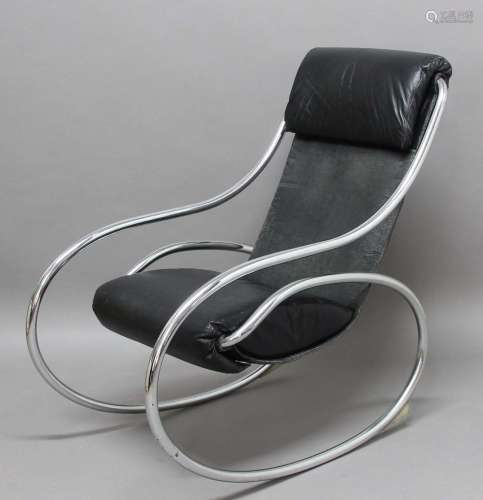 Heals leather & chrome rocking chair