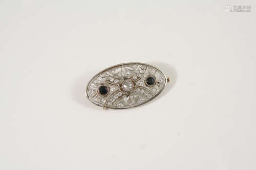 An early 20th century diamond and sapphire brooch