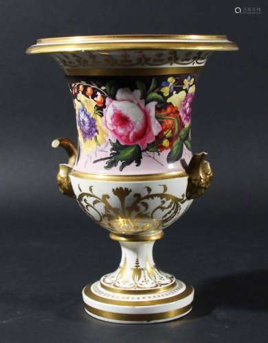 Derby campana vase,early 19th century, painted in the manner of 'quaker' pegg