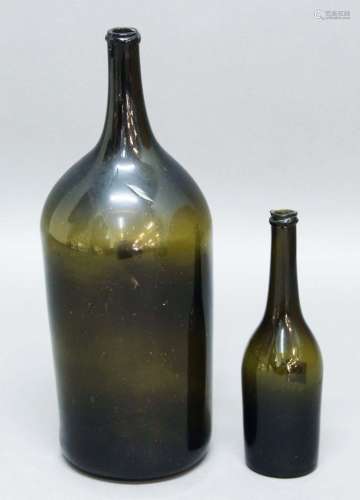 Large olive green wine bottle,probably mid-late 18th century, with broad