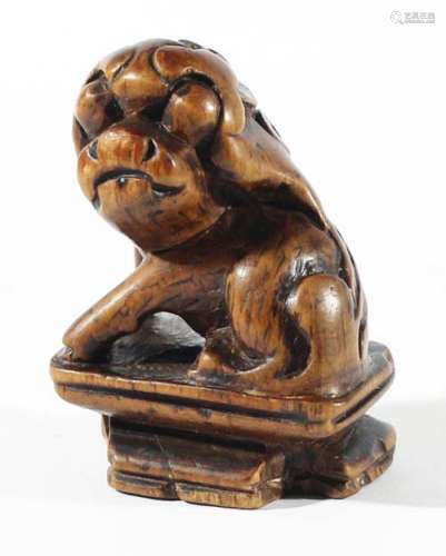 Chinese boxwood guardian lion,