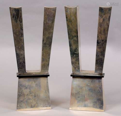 Pair of contemporary silver candleabra - 1968