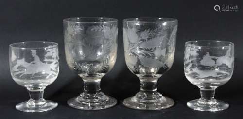 Pair of glass rummers,