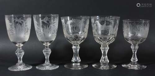 Pair of glass goblets,
