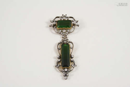 A victorian tourmaline and diamond brooch