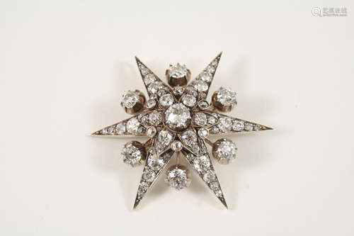 A victorian diamond star brooch pendant