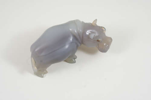 A carved agate figure of a hippopotamus