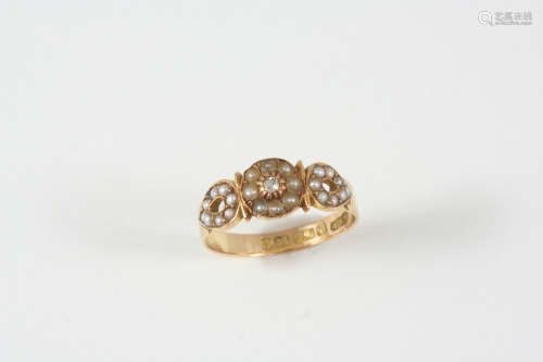 A victorian pearl, diamond and gold ring