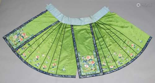 Chinese silk and embroidered skirt,late 19th or early 20th century, the apple