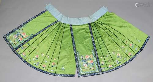 Chinese silk and embroidered skirt,late 19th or early 20th century, the apple